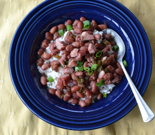 SIMPLY DELICIOUS BEANS AND RICE WITH PETIT JEAN HAM BONE
