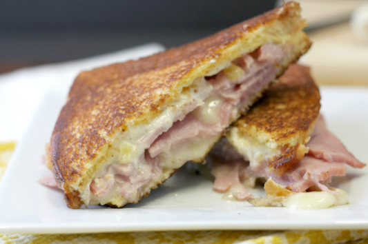 HAM AND BRIE GRILLED CHEESE WITH PINEAPPLE MASCARPONE SPREAD