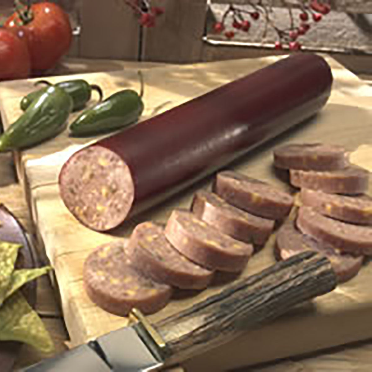 Summer Sausage, Pork/Venison Jalapeno & Cheese 12oz (6-packages)